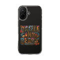 Clear Magnetic Phone Case — Bright Rainbow Swirl Design (Waffle and Berry text)