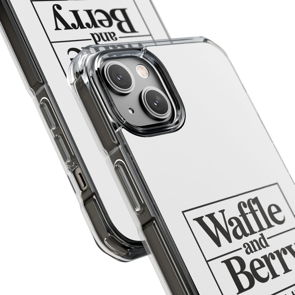 Original Waffle and Berry Clear Magnetic Phone Case — Bright Rainbow Swirl Design (Waffle and Berry text)