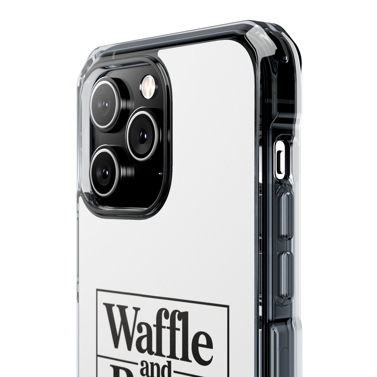 Original Waffle and Berry Clear Magnetic Phone Case — Bright Rainbow Swirl Design (Waffle and Berry text)