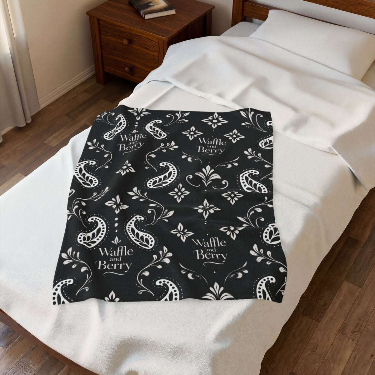 Paisley Plush Blanket - 'Waffle and Berry' Tropical Floral Cozy Throw