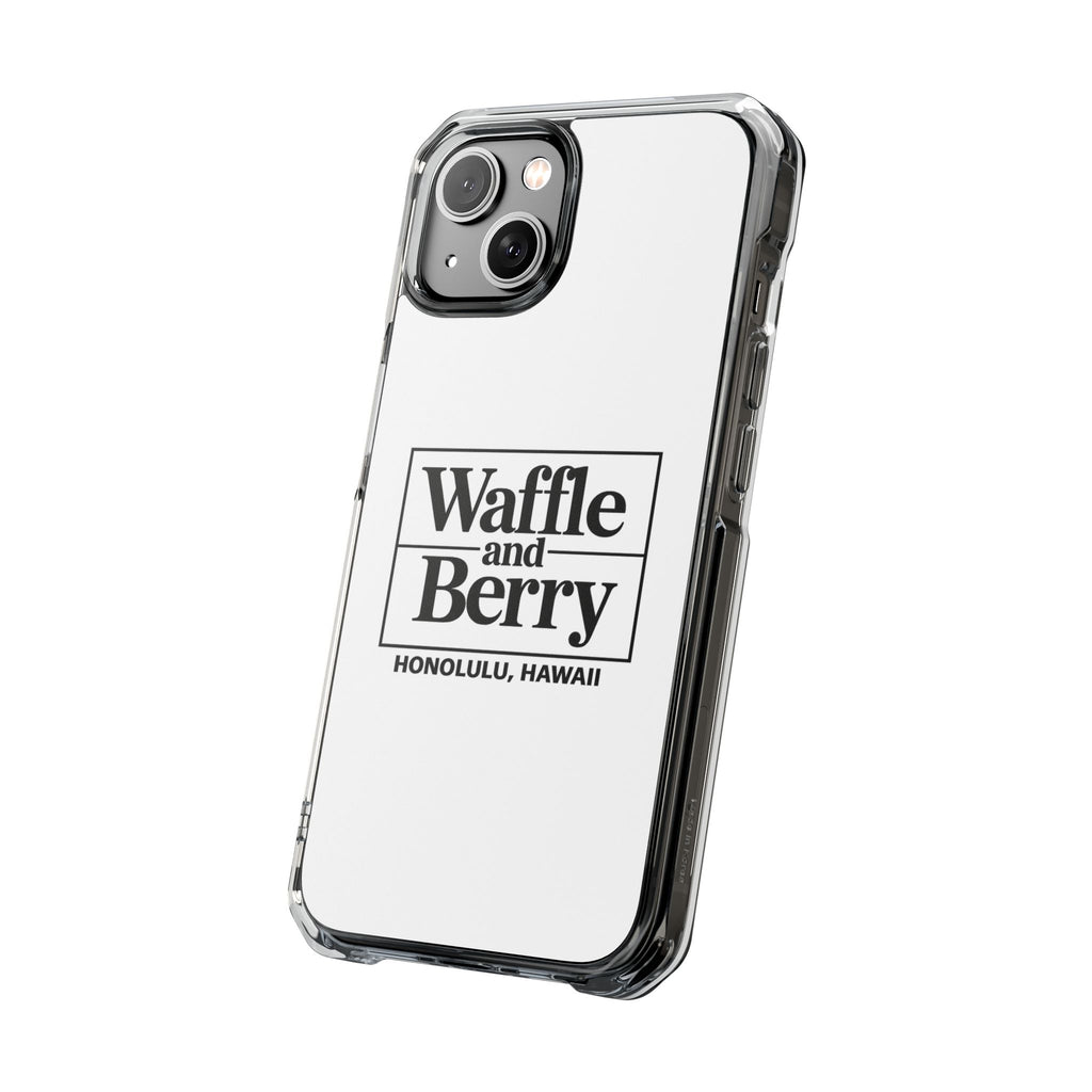 Original Waffle and Berry Clear Magnetic Phone Case — Bright Rainbow Swirl Design (Waffle and Berry text)