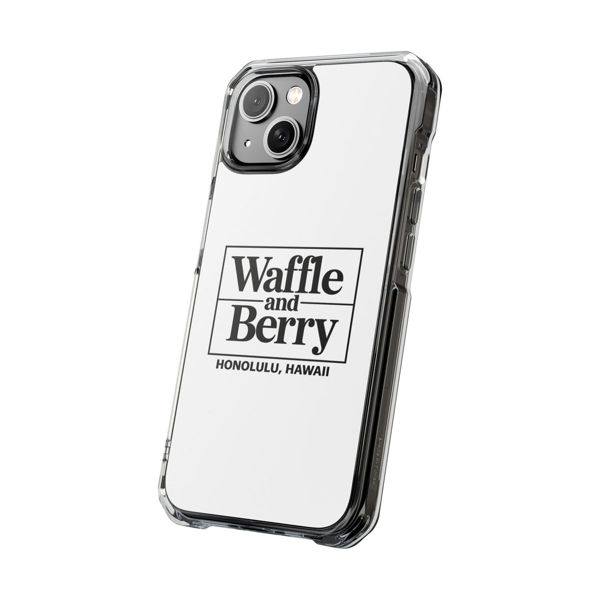 Original Waffle and Berry Clear Magnetic Phone Case — Bright Rainbow Swirl Design (Waffle and Berry text)