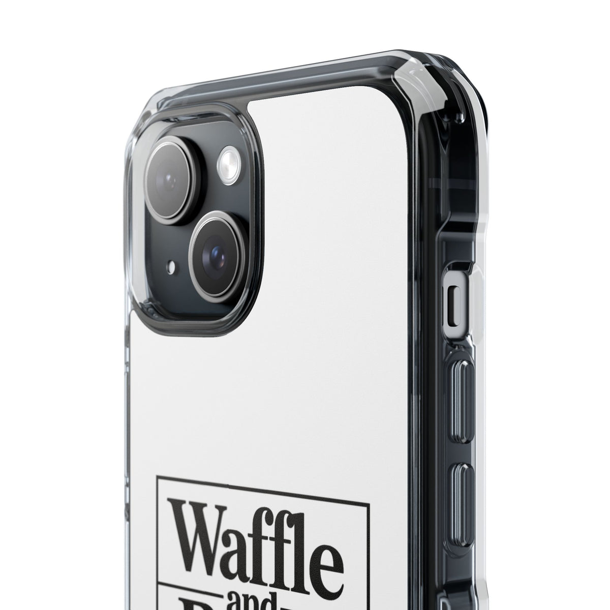 Original Waffle and Berry Clear Magnetic Phone Case — Bright Rainbow Swirl Design (Waffle and Berry text)