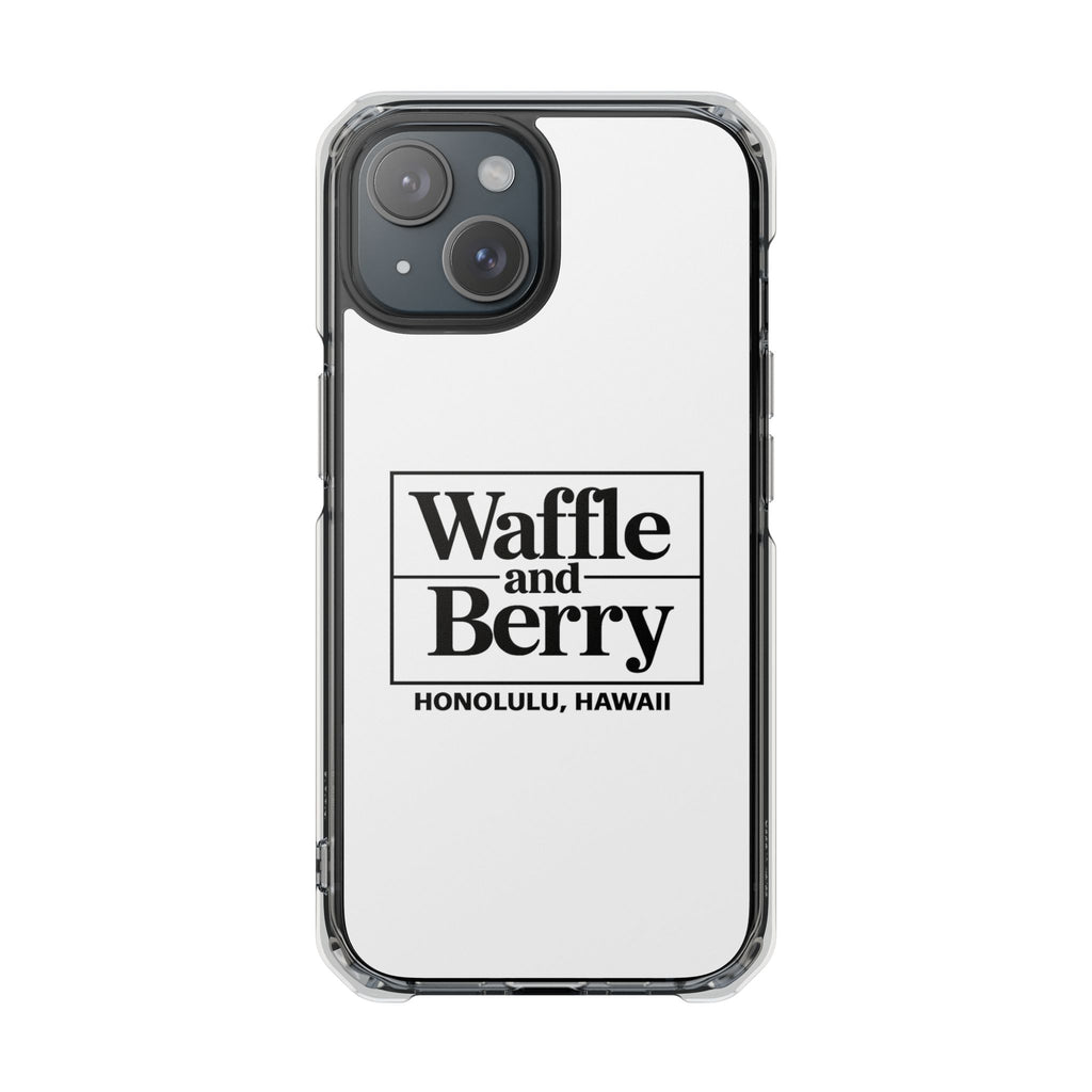Original Waffle and Berry Clear Magnetic Phone Case — Bright Rainbow Swirl Design (Waffle and Berry text)
