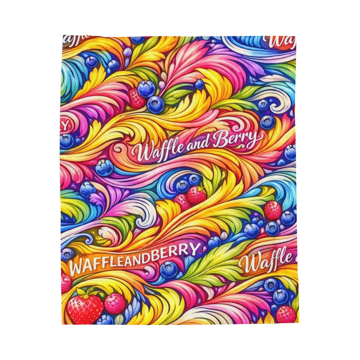 Splash Plush Blanket - 'Waffle and Berry' Tropical Floral Cozy Throw