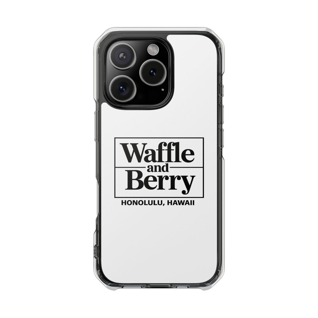 Original Waffle and Berry Clear Magnetic Phone Case — Bright Rainbow Swirl Design (Waffle and Berry text)