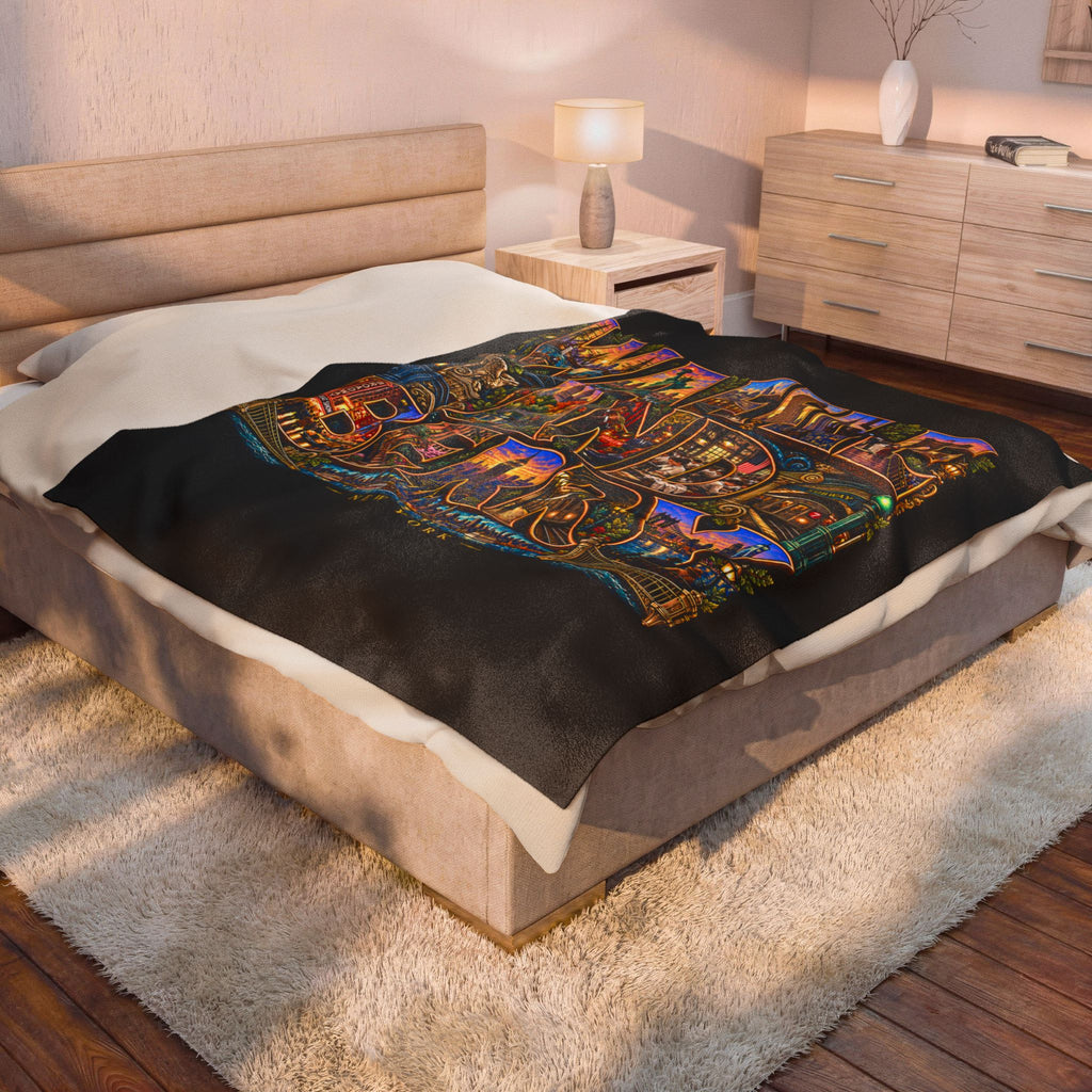 New York Plush Blanket - 'Waffle and Berry' Tropical Floral Cozy Throw