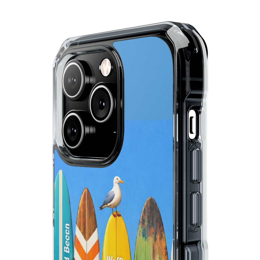 Surf Clear Magnetic Phone Case — Bright Rainbow Swirl Design (Waffle and Berry text)