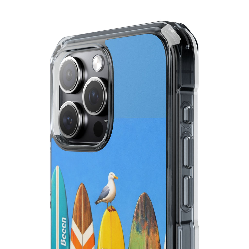 Surf Clear Magnetic Phone Case — Bright Rainbow Swirl Design (Waffle and Berry text)