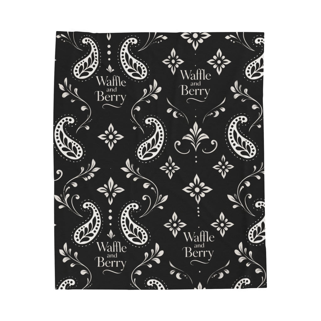 Paisley Plush Blanket - 'Waffle and Berry' Tropical Floral Cozy Throw