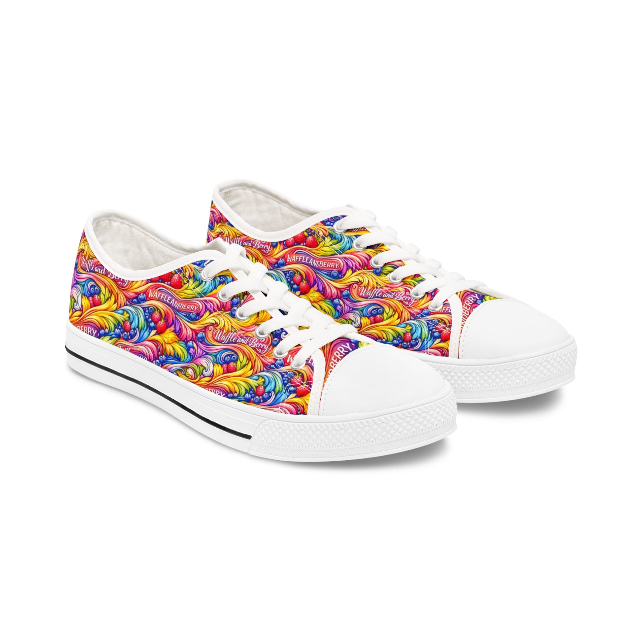 Low Top Sneakers — Colorful Swirl Pattern Women's Canvas Shoes