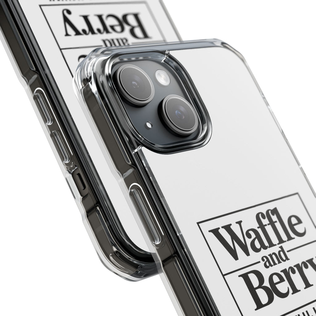 Original Waffle and Berry Clear Magnetic Phone Case — Bright Rainbow Swirl Design (Waffle and Berry text)