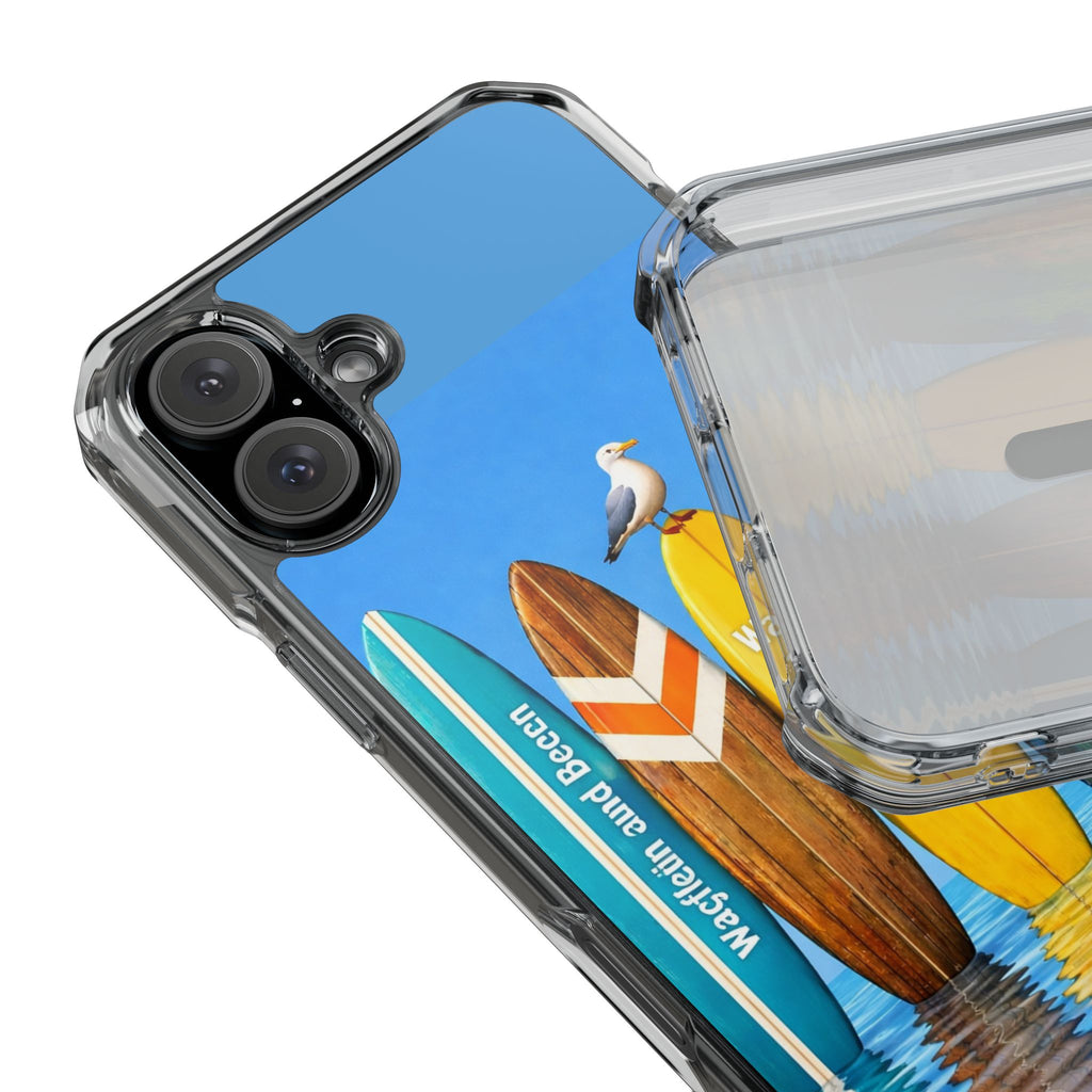 Surf Clear Magnetic Phone Case — Bright Rainbow Swirl Design (Waffle and Berry text)