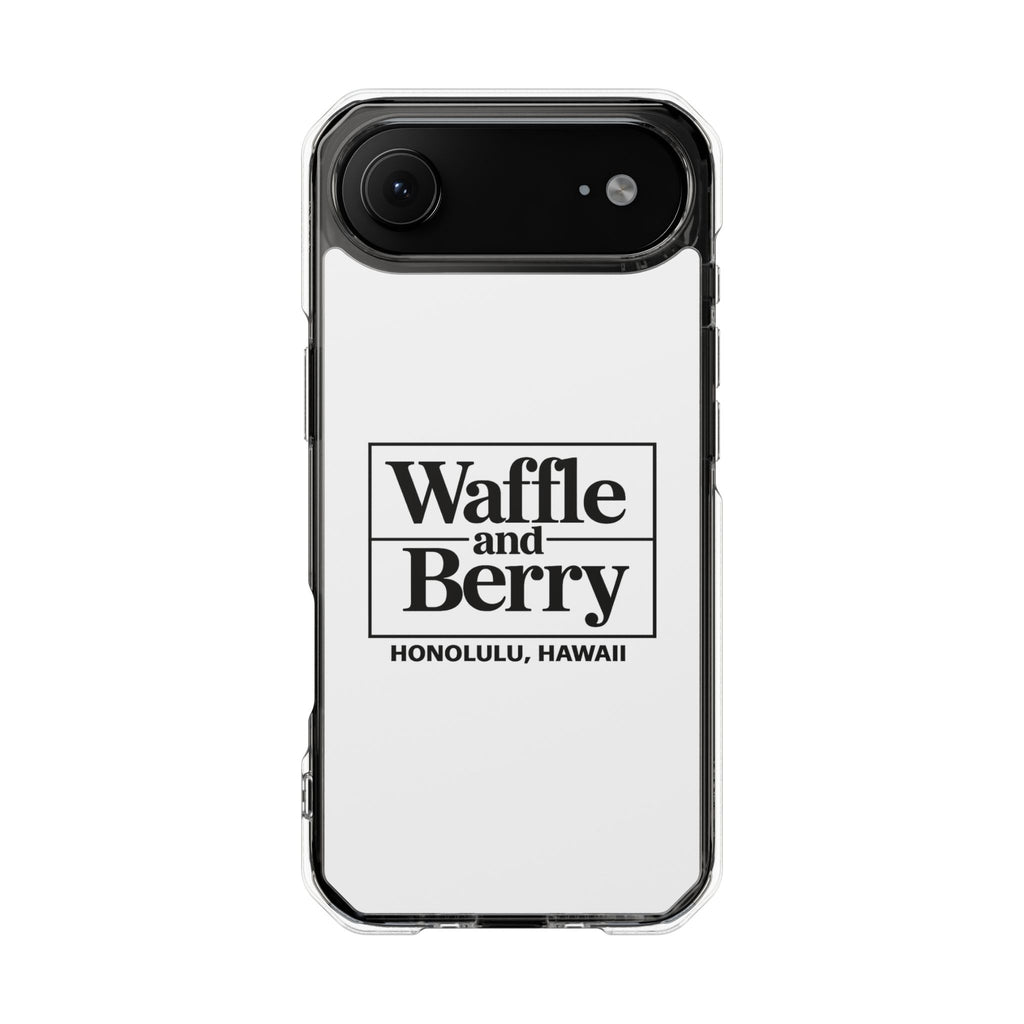 Original Waffle and Berry Clear Magnetic Phone Case — Bright Rainbow Swirl Design (Waffle and Berry text)