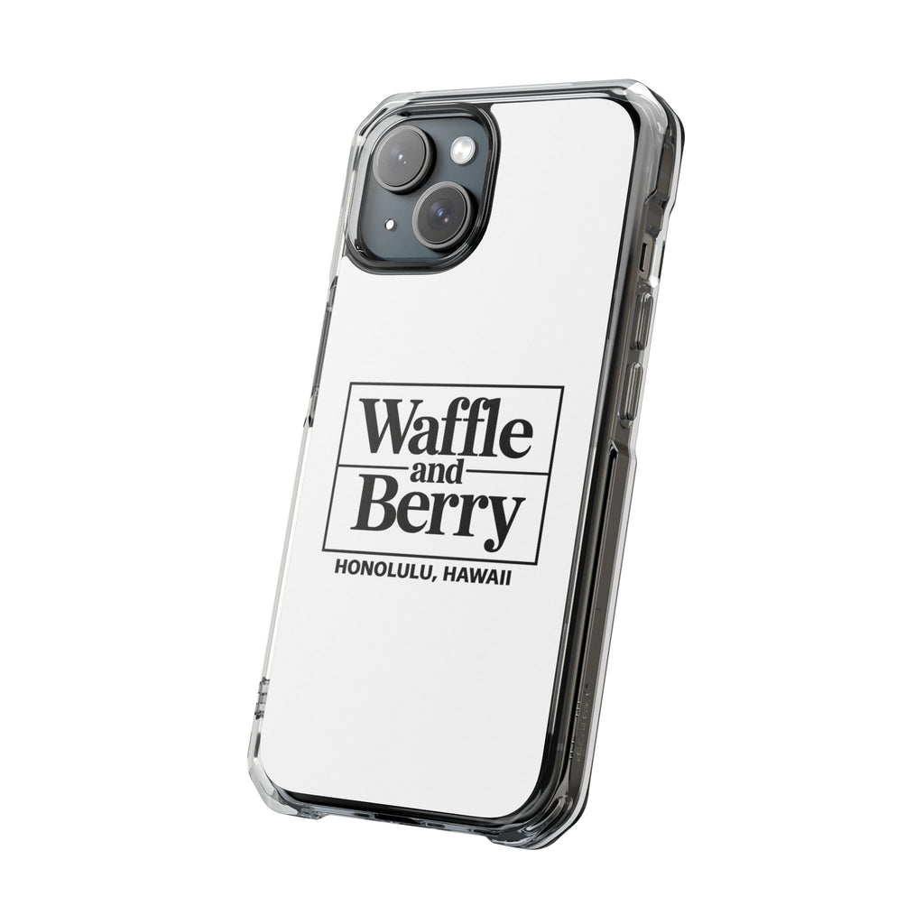 Original Waffle and Berry Clear Magnetic Phone Case — Bright Rainbow Swirl Design (Waffle and Berry text)