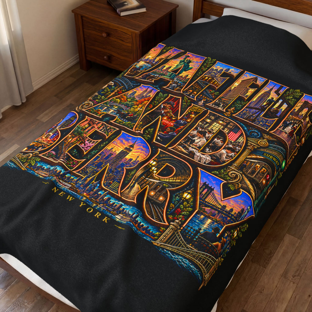 New York Plush Blanket - 'Waffle and Berry' Tropical Floral Cozy Throw