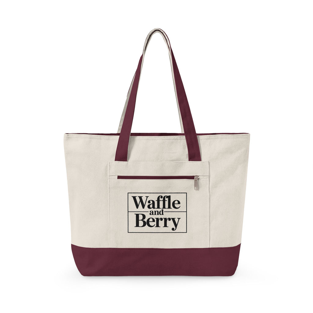 Waffle and Berry Zippered Canvas Tote
