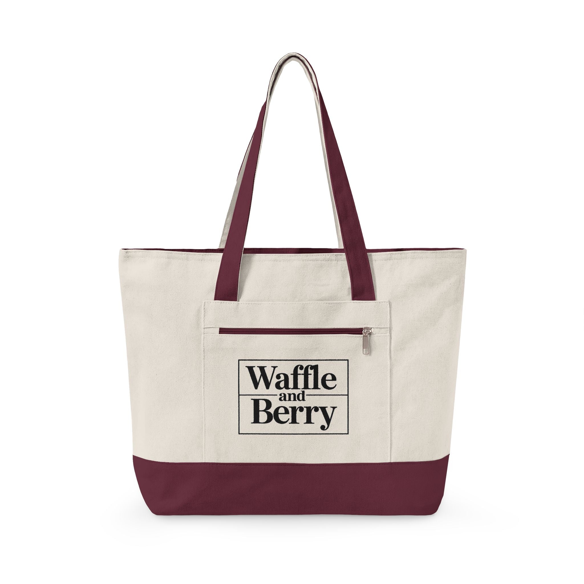 Waffle and Berry Zippered Canvas Tote