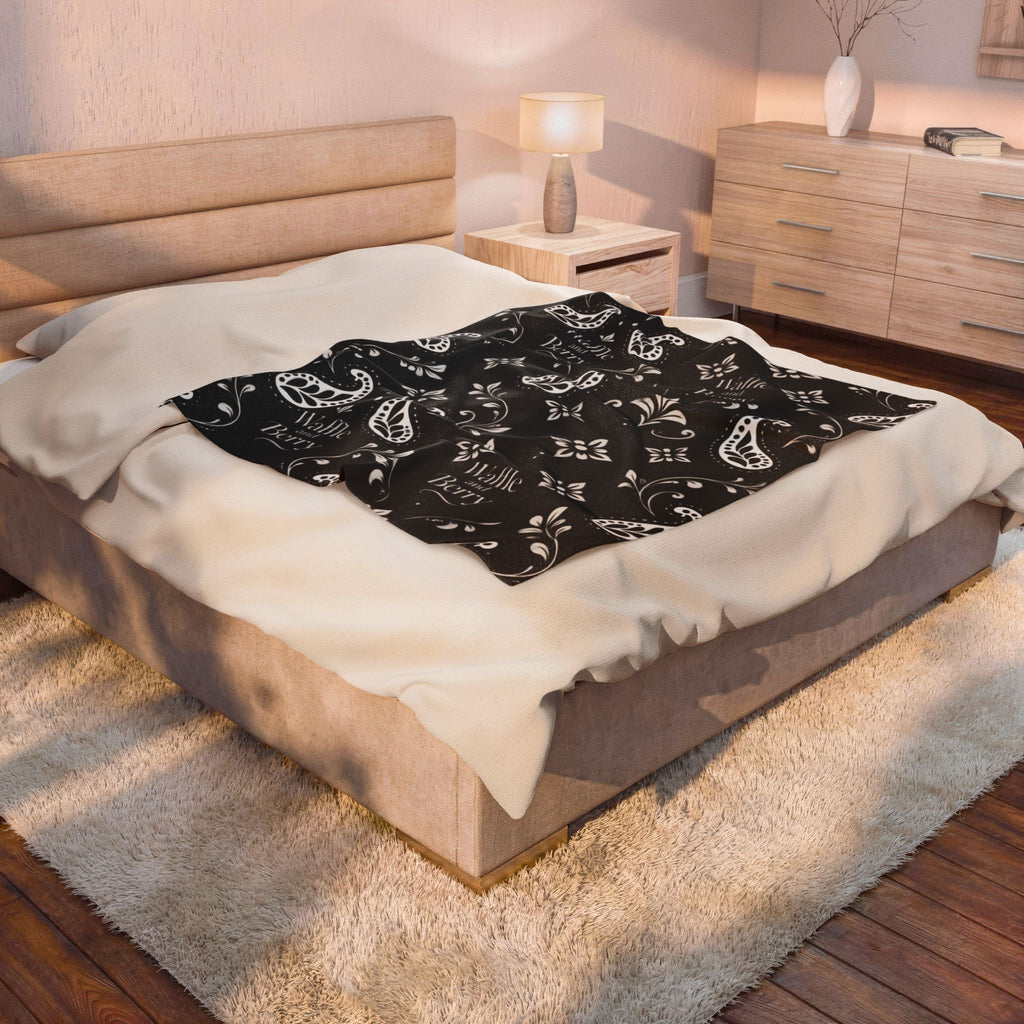 Paisley Plush Blanket - 'Waffle and Berry' Tropical Floral Cozy Throw