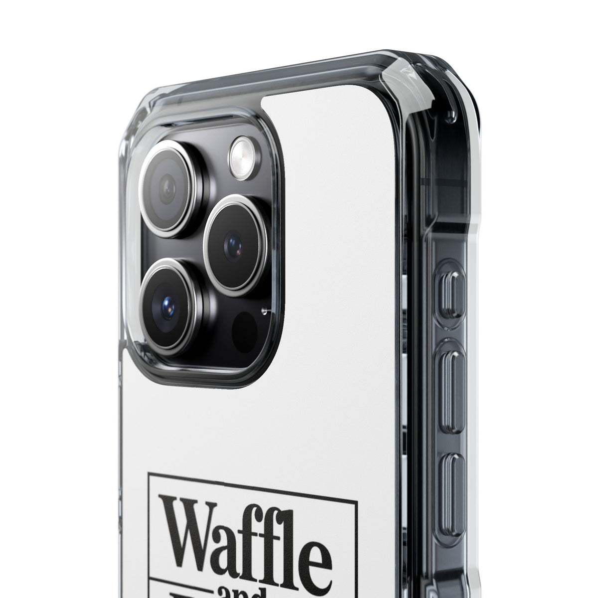Original Waffle and Berry Clear Magnetic Phone Case — Bright Rainbow Swirl Design (Waffle and Berry text)