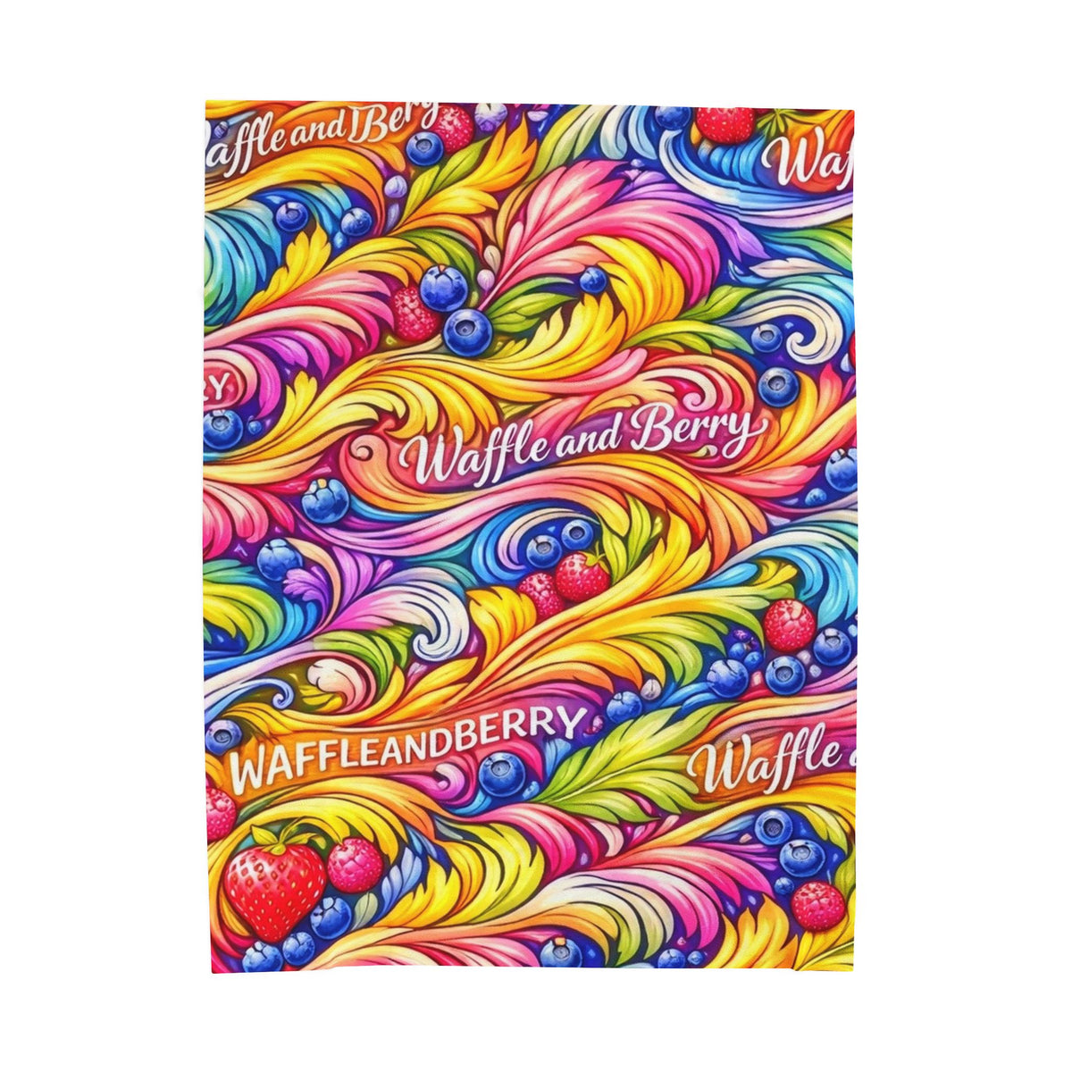 Splash Plush Blanket - 'Waffle and Berry' Tropical Floral Cozy Throw