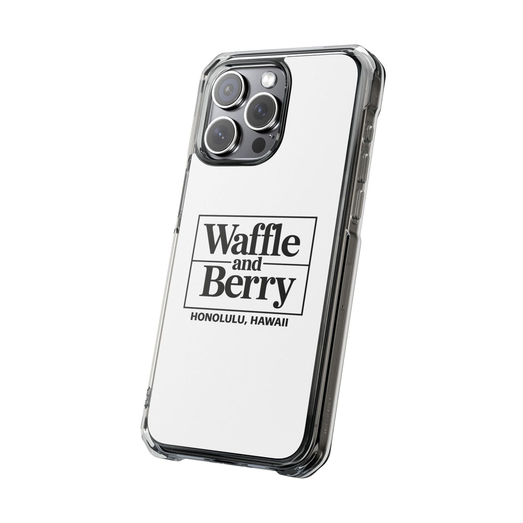 Original Waffle and Berry Clear Magnetic Phone Case — Bright Rainbow Swirl Design (Waffle and Berry text)