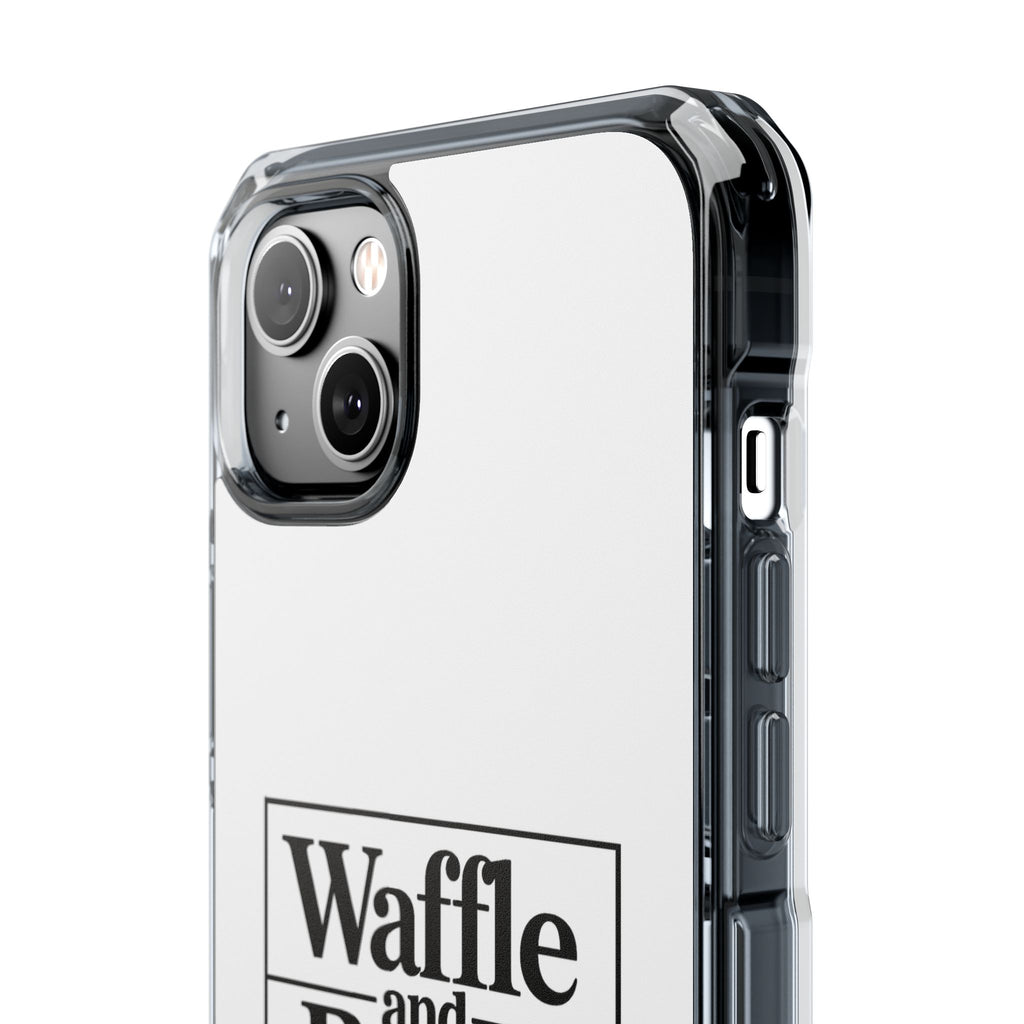 Original Waffle and Berry Clear Magnetic Phone Case — Bright Rainbow Swirl Design (Waffle and Berry text)