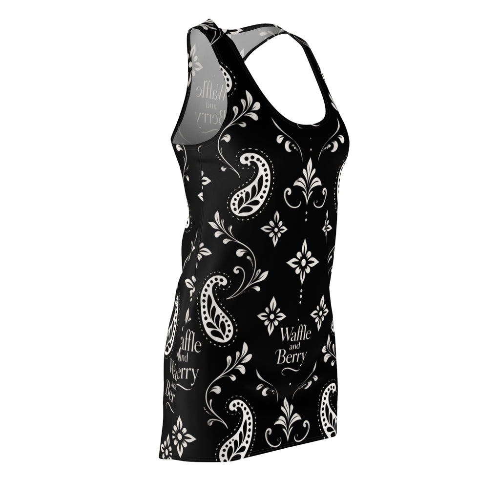Black Paisley Waffle and Berry racerback dress, side view