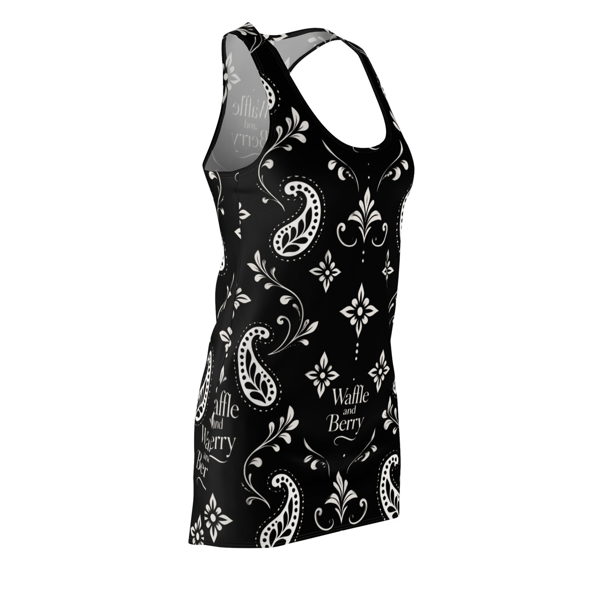 Black Paisley Waffle and Berry racerback dress, side view