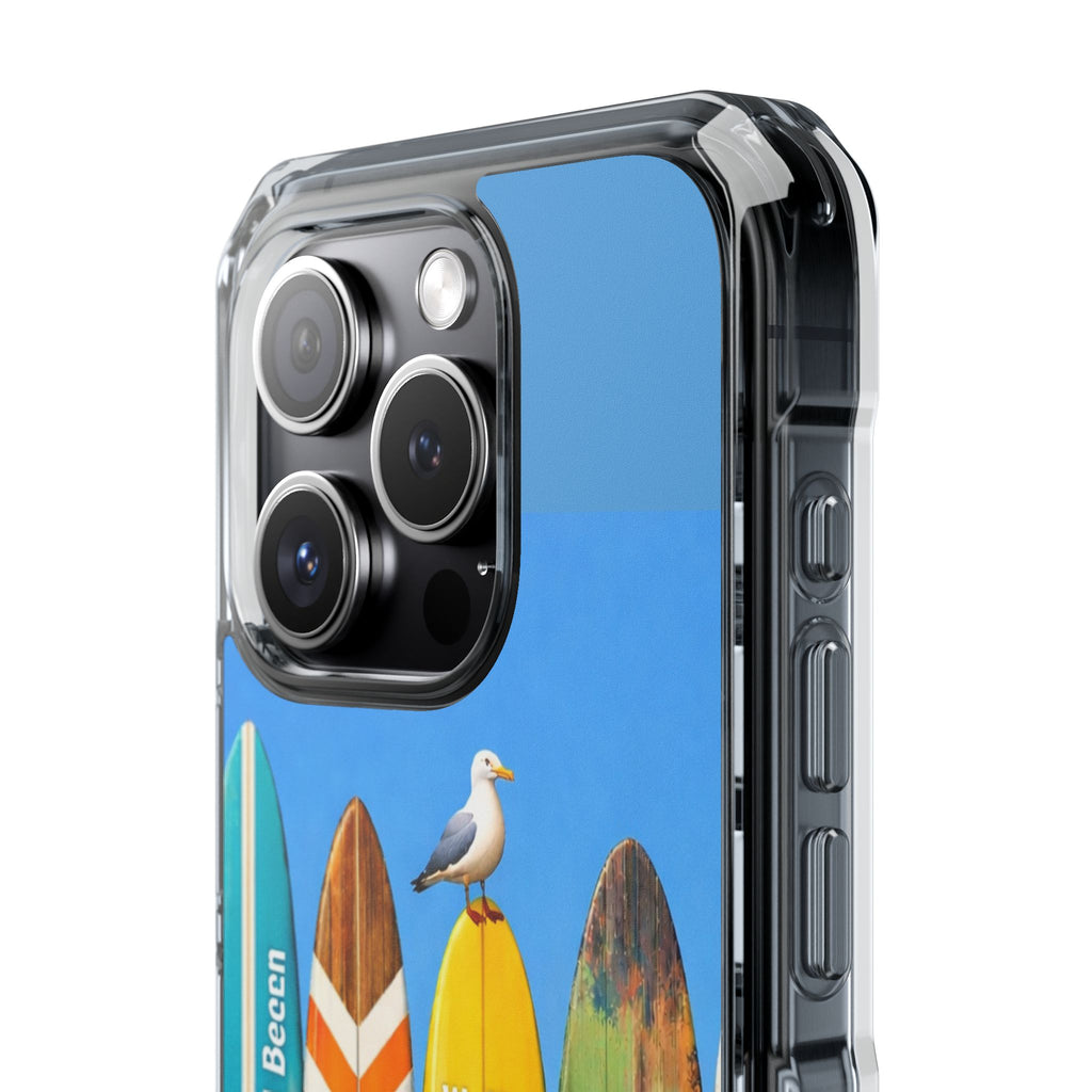 Surf Clear Magnetic Phone Case — Bright Rainbow Swirl Design (Waffle and Berry text)