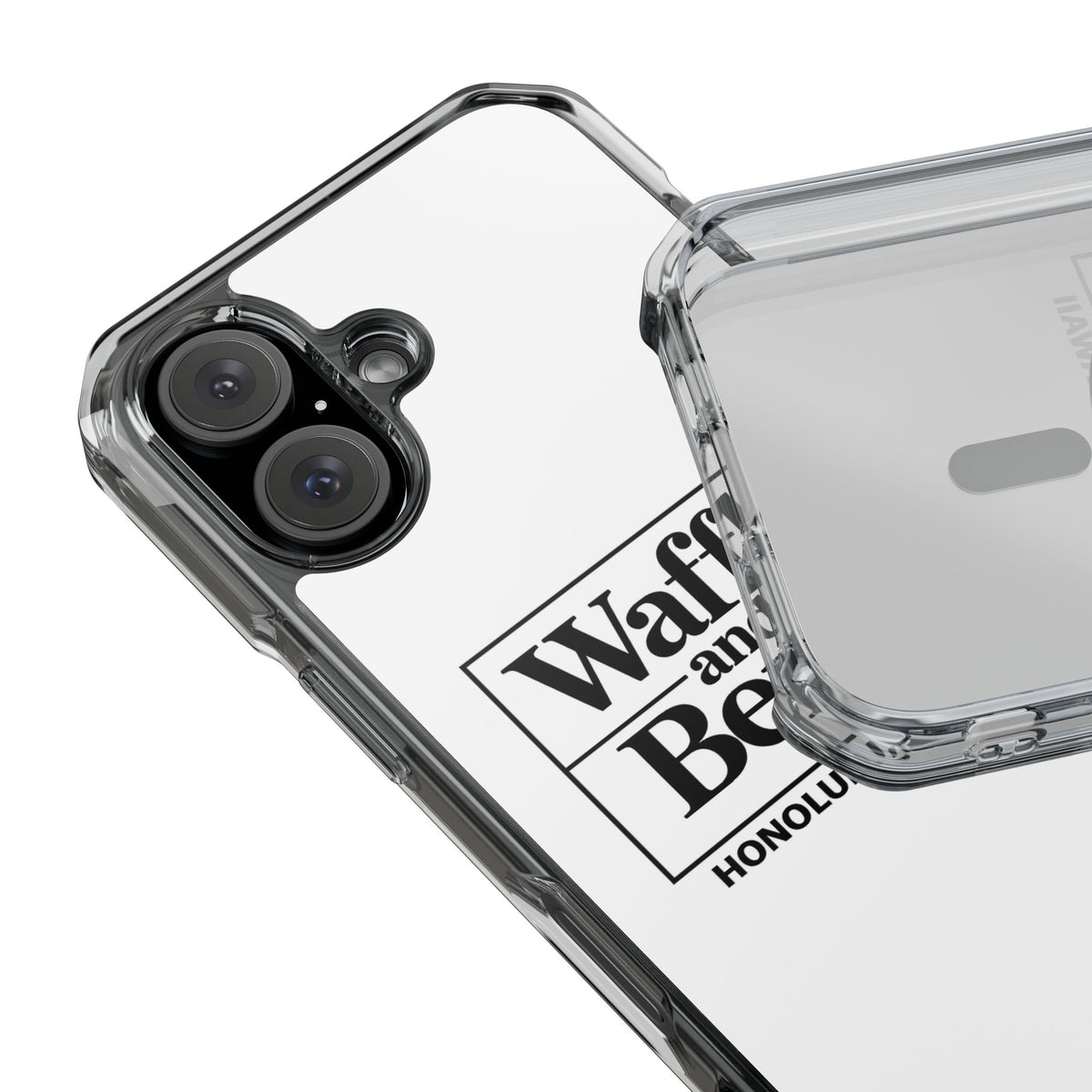 Original Waffle and Berry Clear Magnetic Phone Case — Bright Rainbow Swirl Design (Waffle and Berry text)