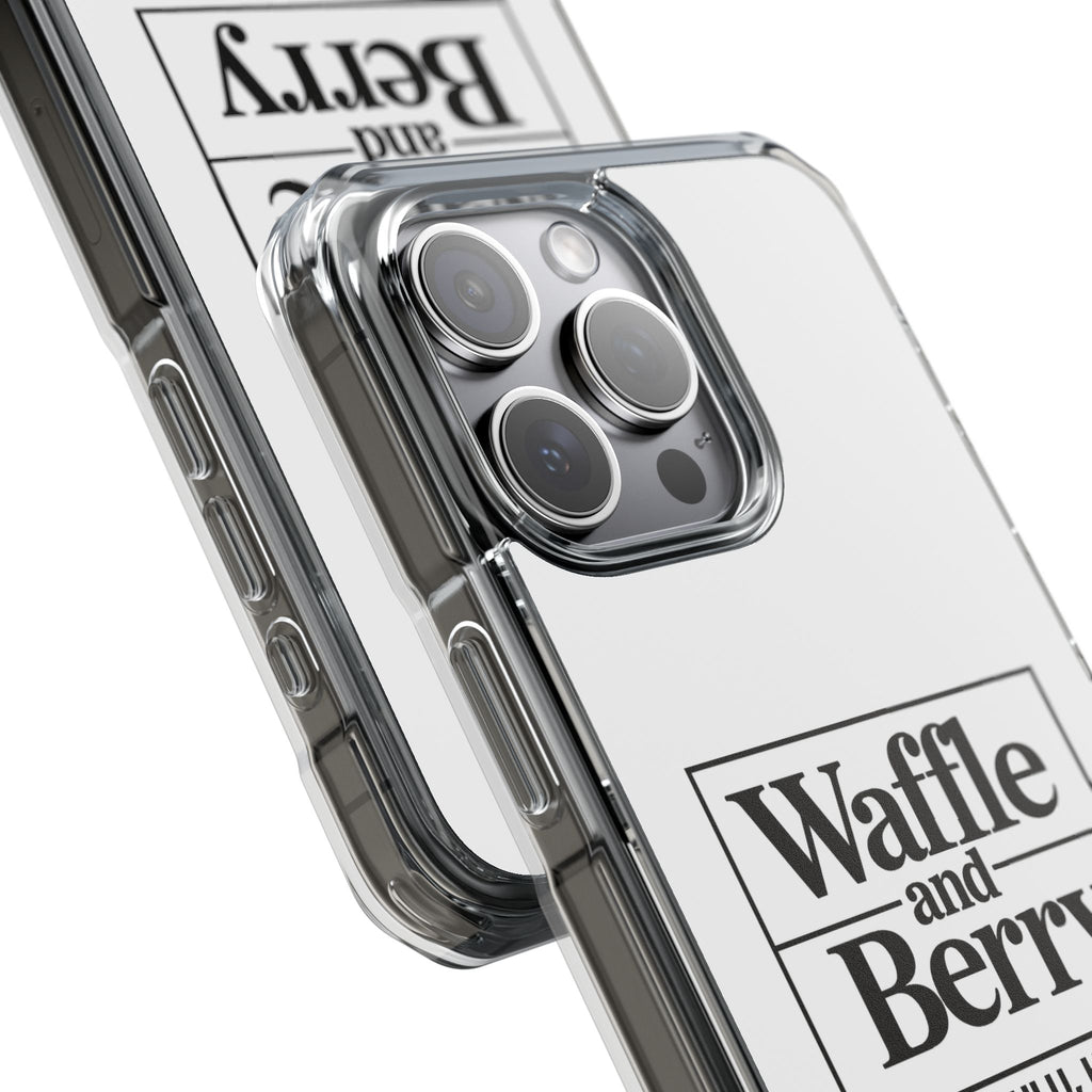 Original Waffle and Berry Clear Magnetic Phone Case — Bright Rainbow Swirl Design (Waffle and Berry text)