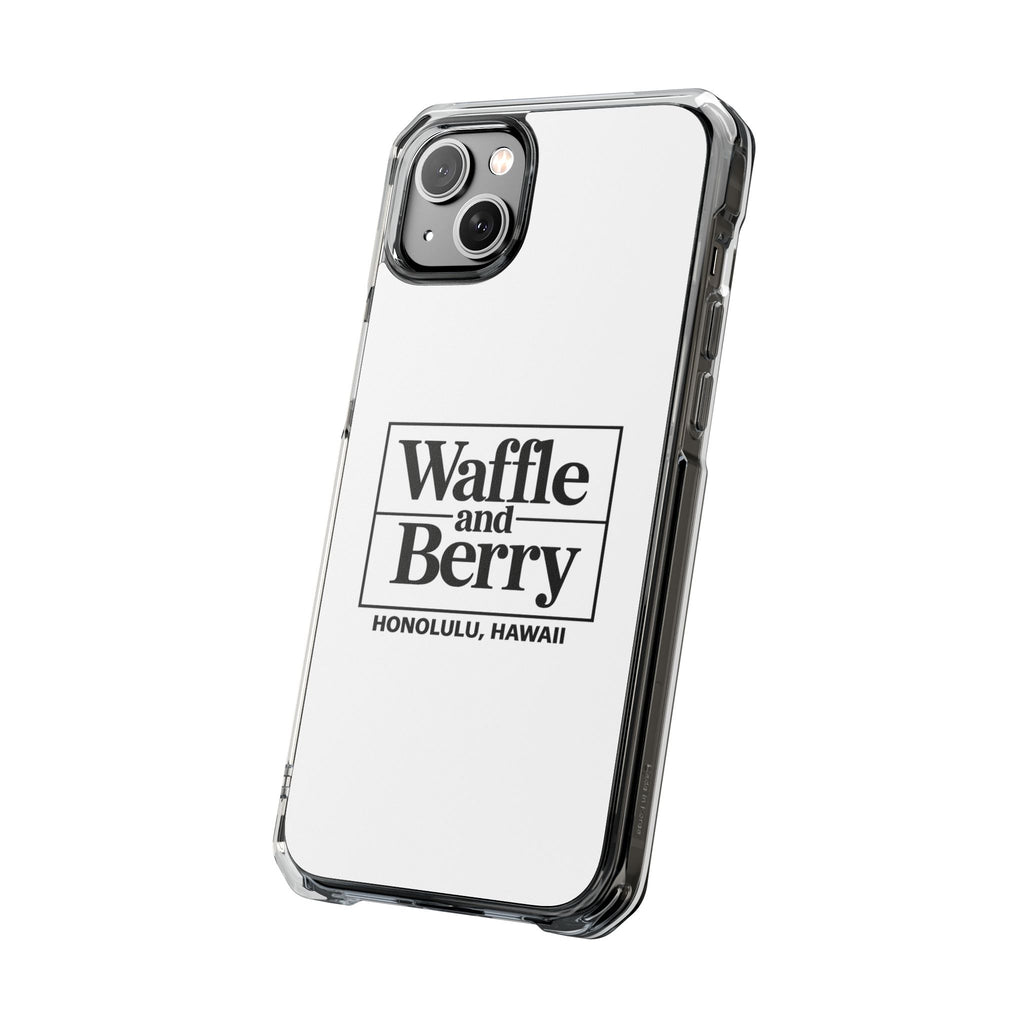 Original Waffle and Berry Clear Magnetic Phone Case — Bright Rainbow Swirl Design (Waffle and Berry text)
