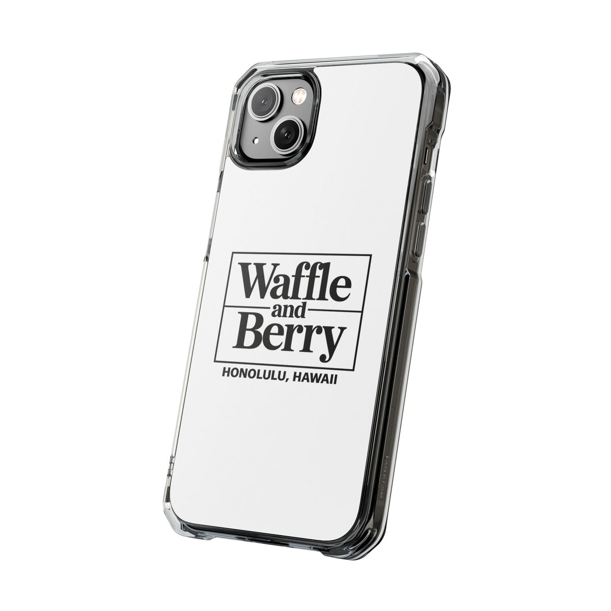 Original Waffle and Berry Clear Magnetic Phone Case — Bright Rainbow Swirl Design (Waffle and Berry text)