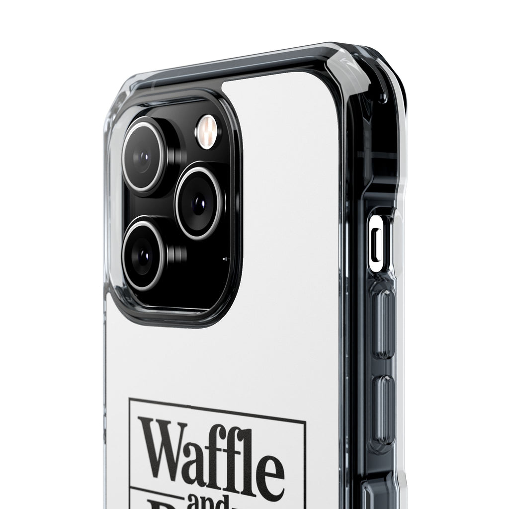 Original Waffle and Berry Clear Magnetic Phone Case — Bright Rainbow Swirl Design (Waffle and Berry text)