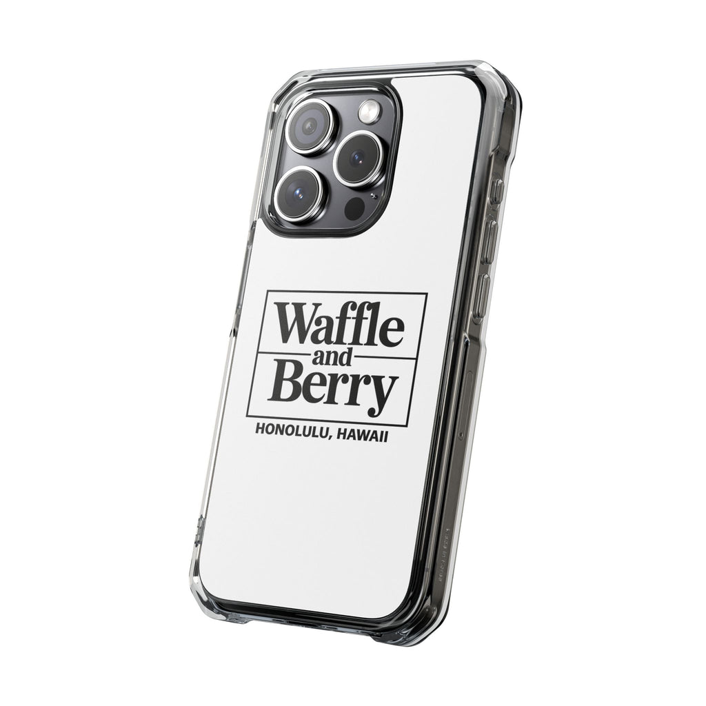 Original Waffle and Berry Clear Magnetic Phone Case — Bright Rainbow Swirl Design (Waffle and Berry text)