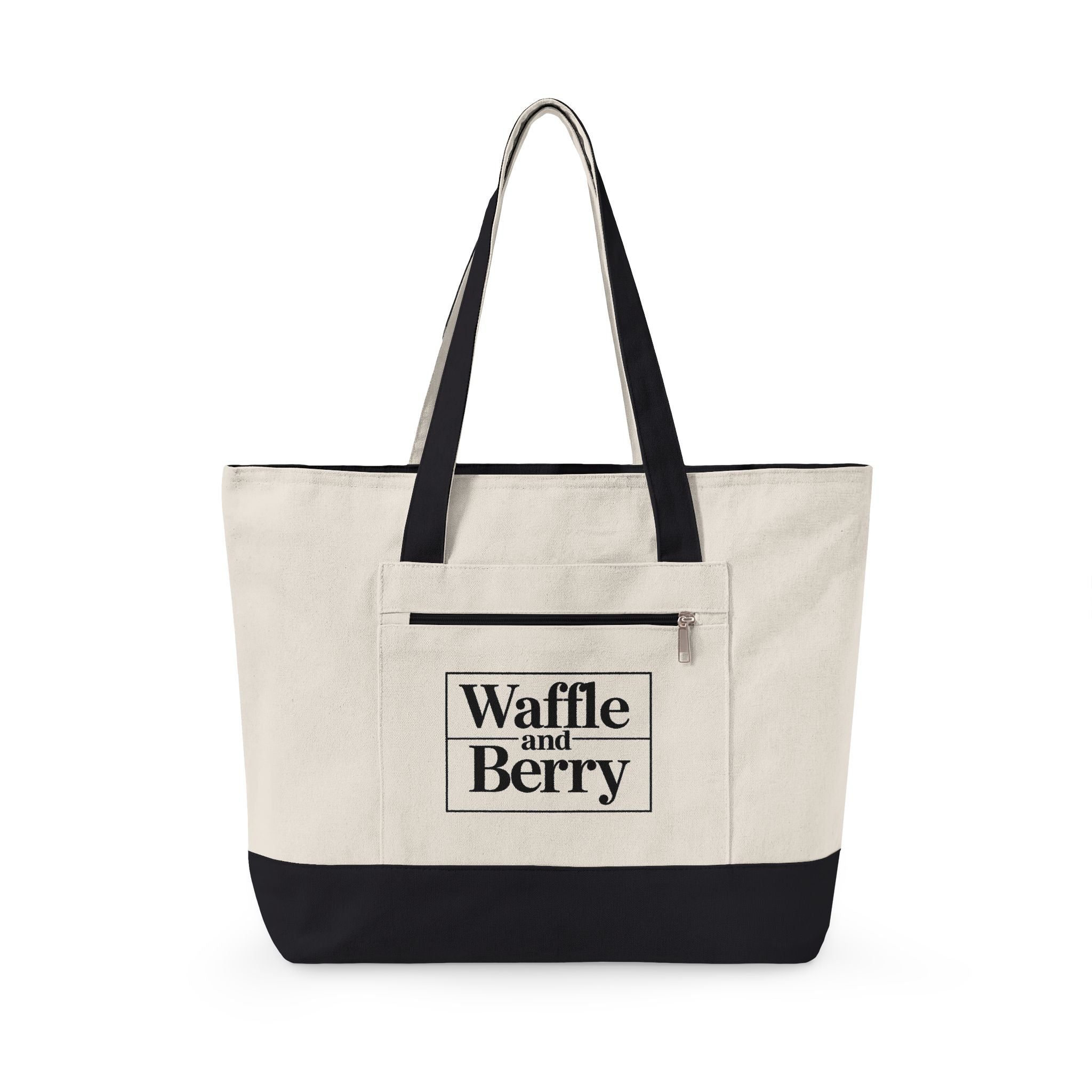 Waffle and Berry Zippered Canvas Tote