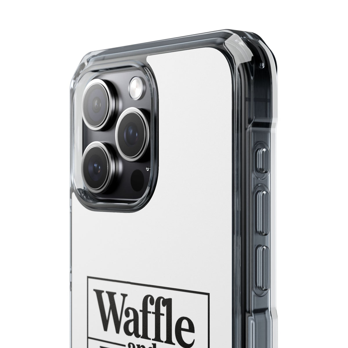 Original Waffle and Berry Clear Magnetic Phone Case — Bright Rainbow Swirl Design (Waffle and Berry text)