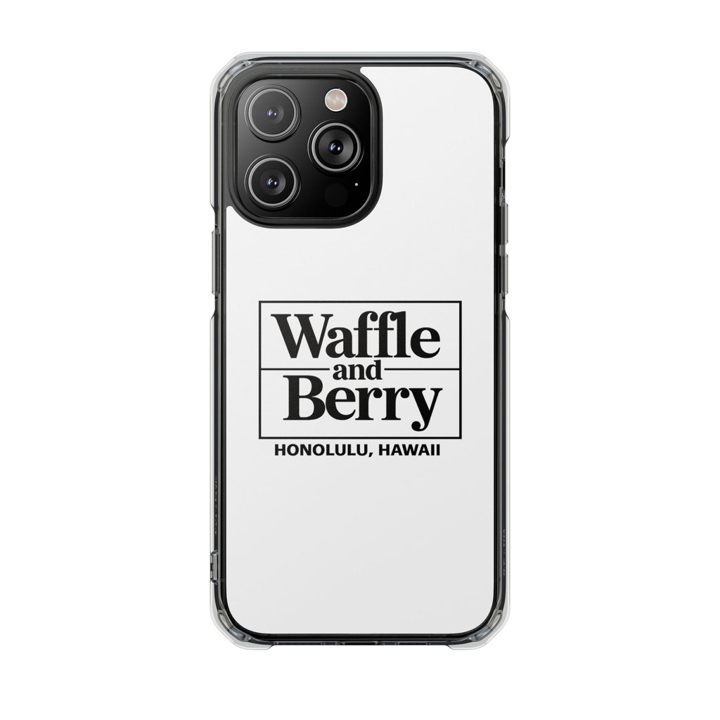 Original Waffle and Berry Clear Magnetic Phone Case — Bright Rainbow Swirl Design (Waffle and Berry text)