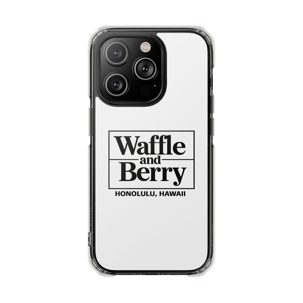 Original Waffle and Berry Clear Magnetic Phone Case — Bright Rainbow Swirl Design (Waffle and Berry text)