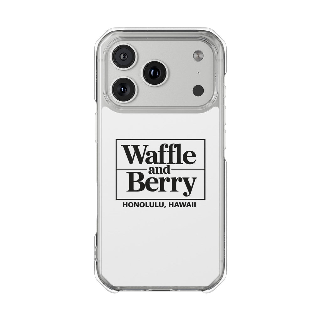Original Waffle and Berry Clear Magnetic Phone Case — Bright Rainbow Swirl Design (Waffle and Berry text)