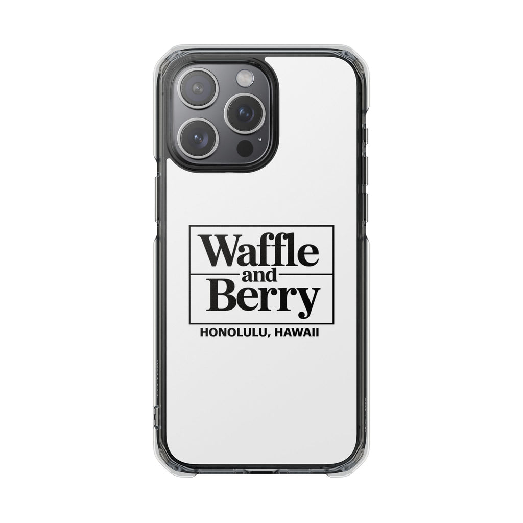 Original Waffle and Berry Clear Magnetic Phone Case — Bright Rainbow Swirl Design (Waffle and Berry text)