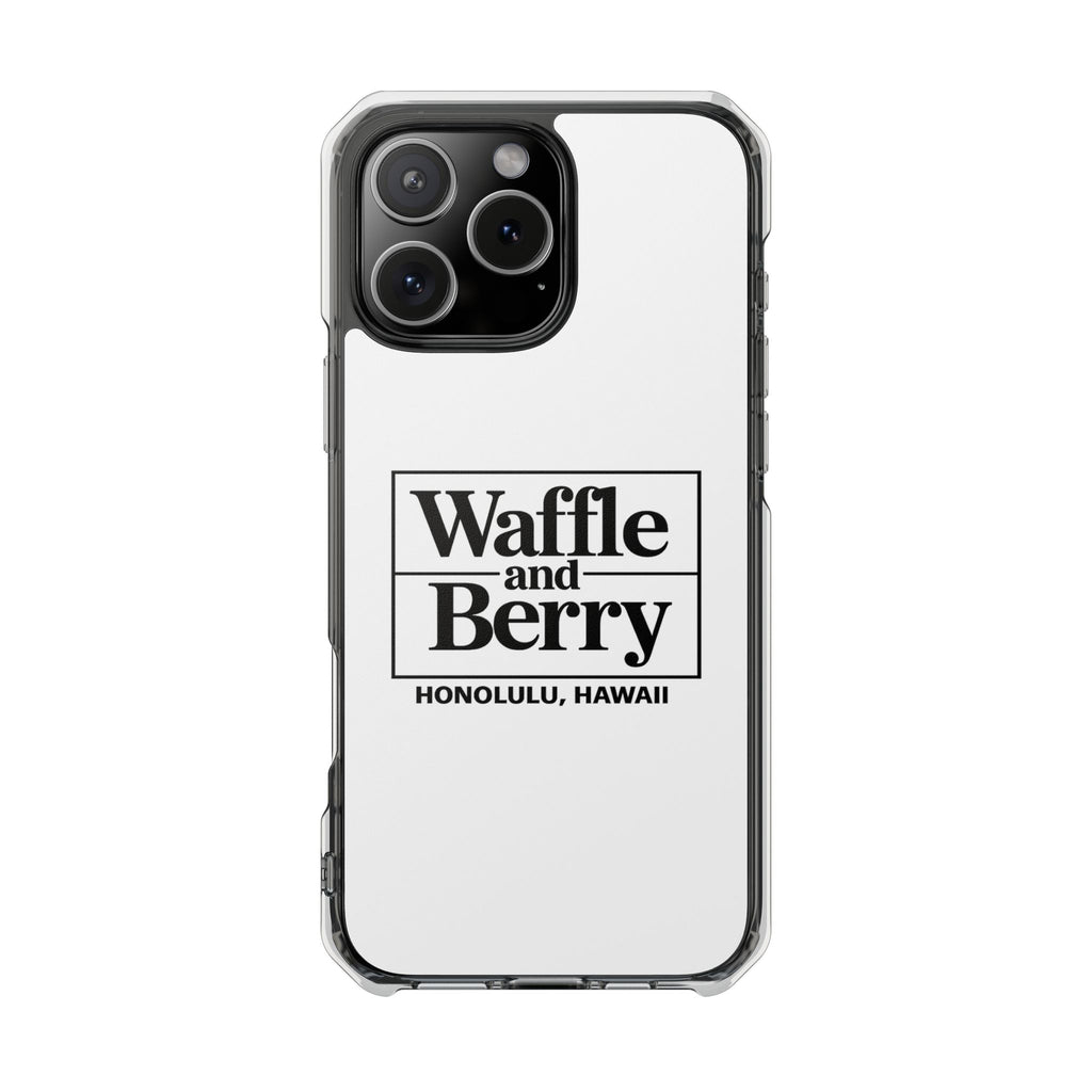 Original Waffle and Berry Clear Magnetic Phone Case — Bright Rainbow Swirl Design (Waffle and Berry text)