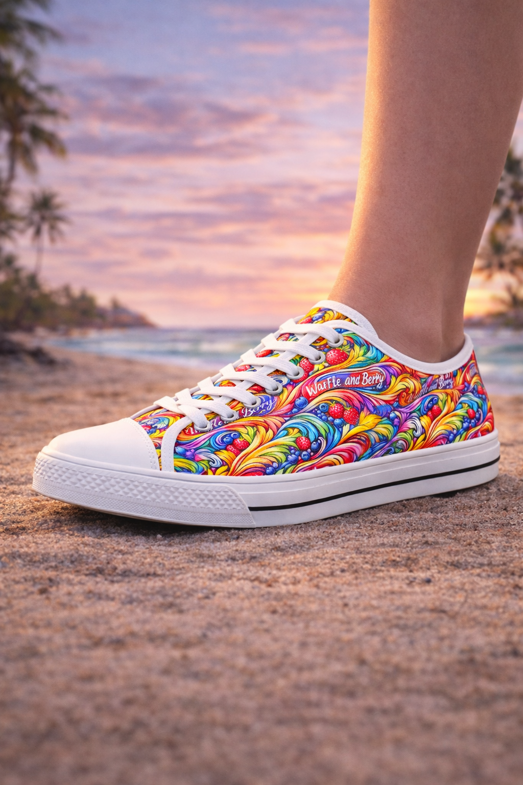 Low Top Sneakers — Colorful Swirl Pattern Women's Canvas Shoes