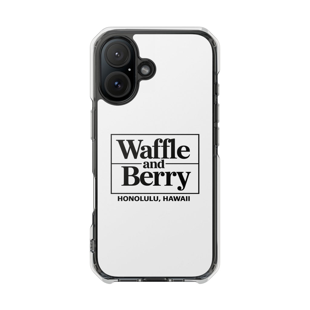Original Waffle and Berry Clear Magnetic Phone Case — Bright Rainbow Swirl Design (Waffle and Berry text)