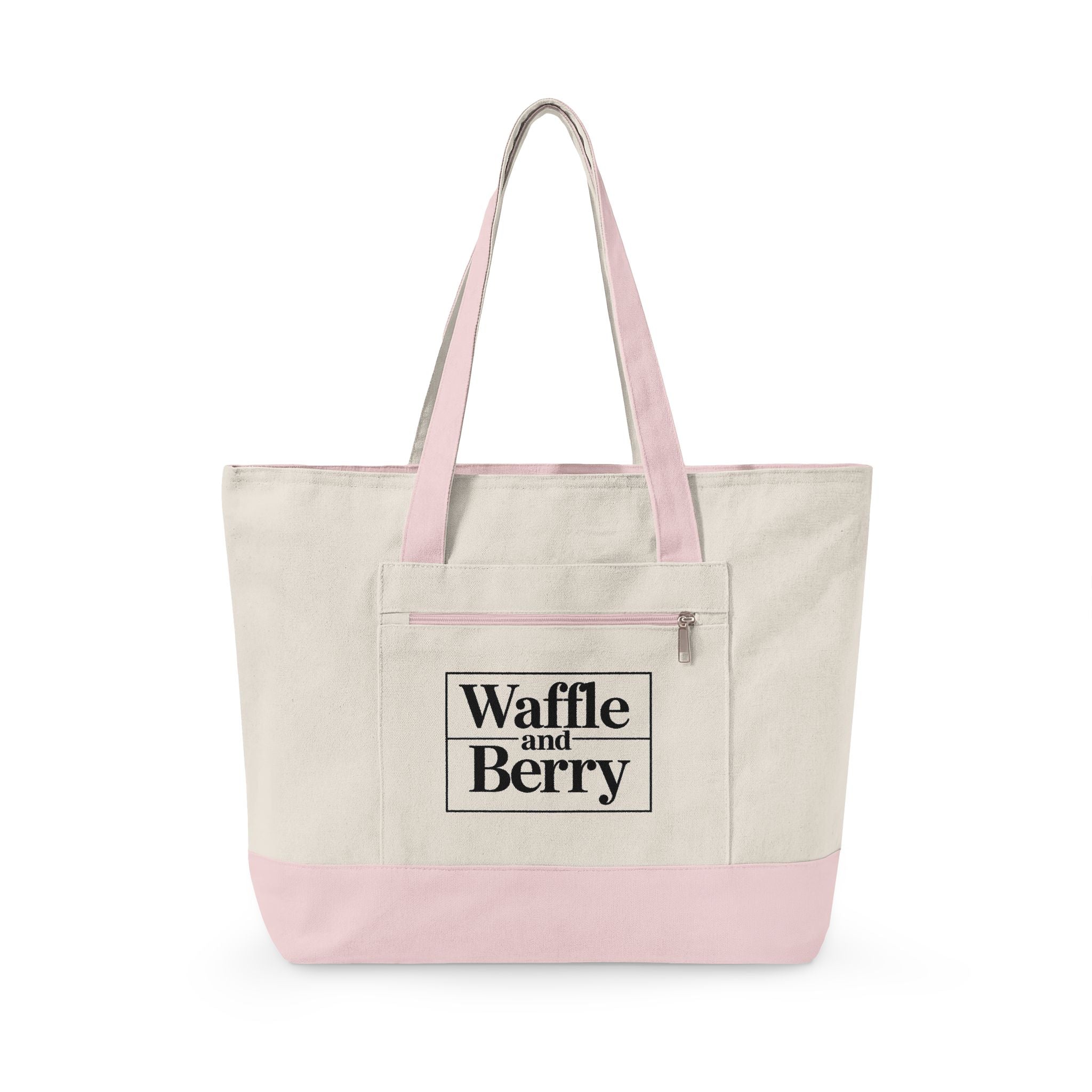 Waffle and Berry Zippered Canvas Tote
