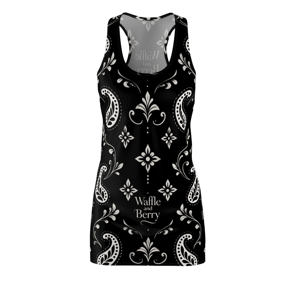 Black Paisley Waffle and Berry racerback dress, front view