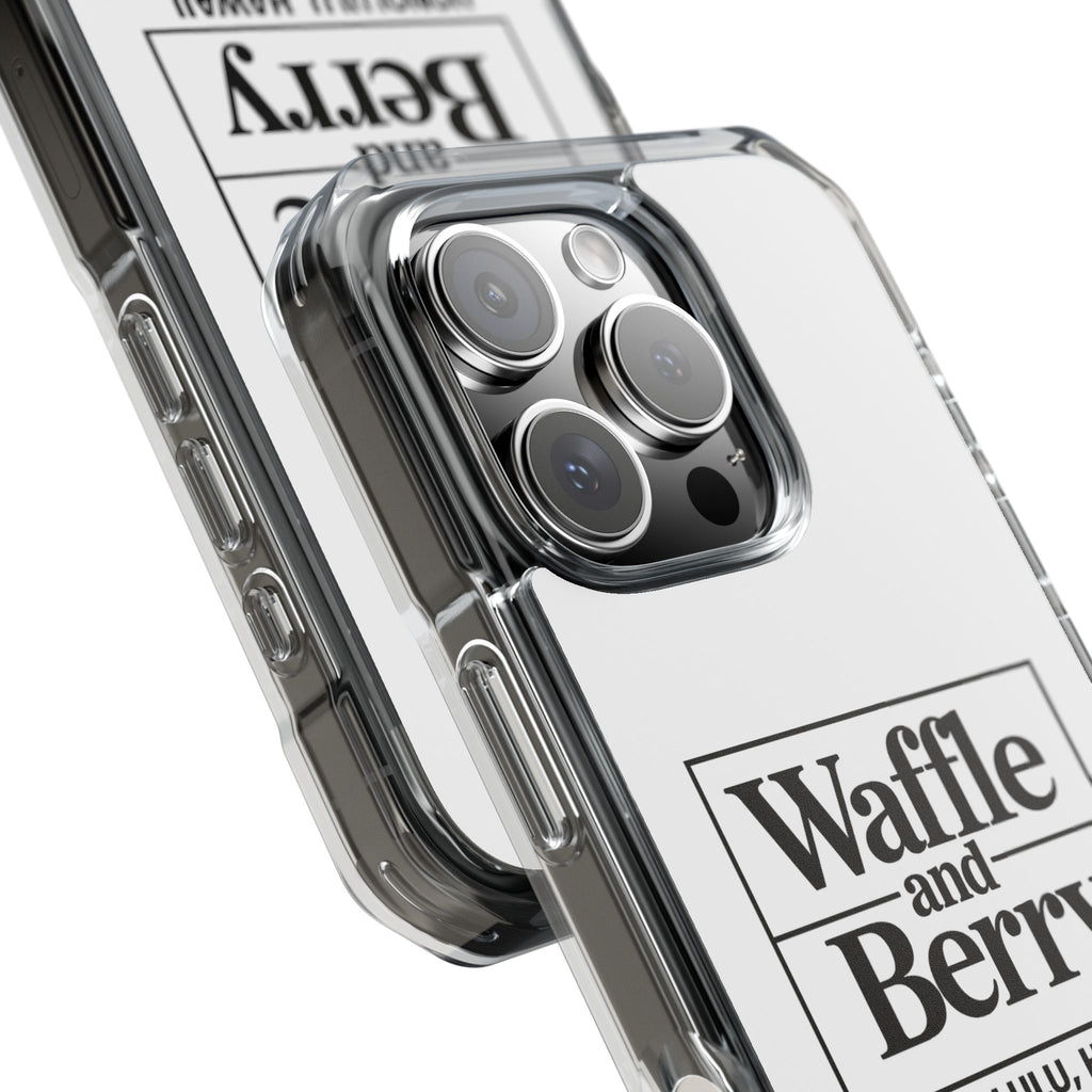 Original Waffle and Berry Clear Magnetic Phone Case — Bright Rainbow Swirl Design (Waffle and Berry text)