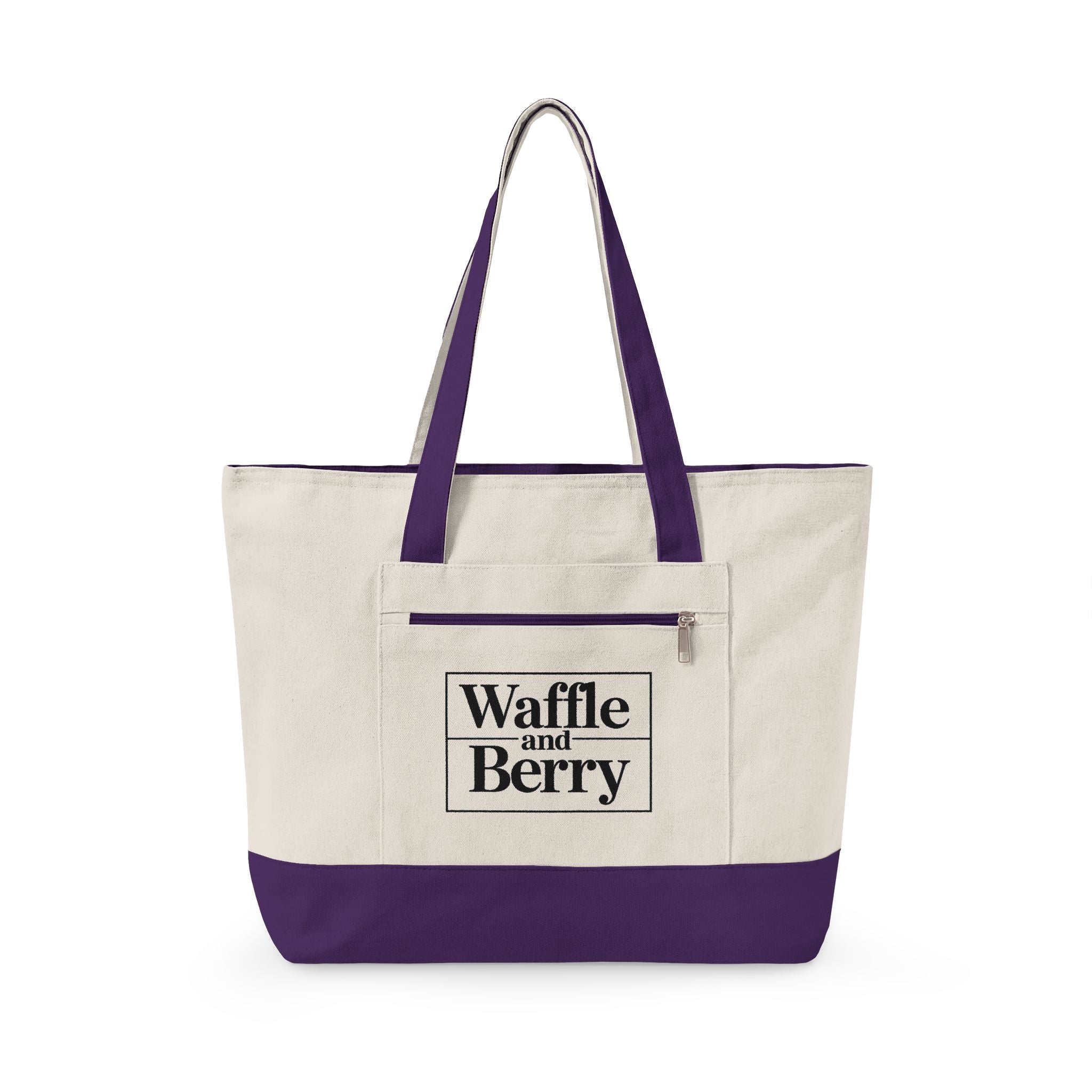 Waffle and Berry Zippered Canvas Tote
