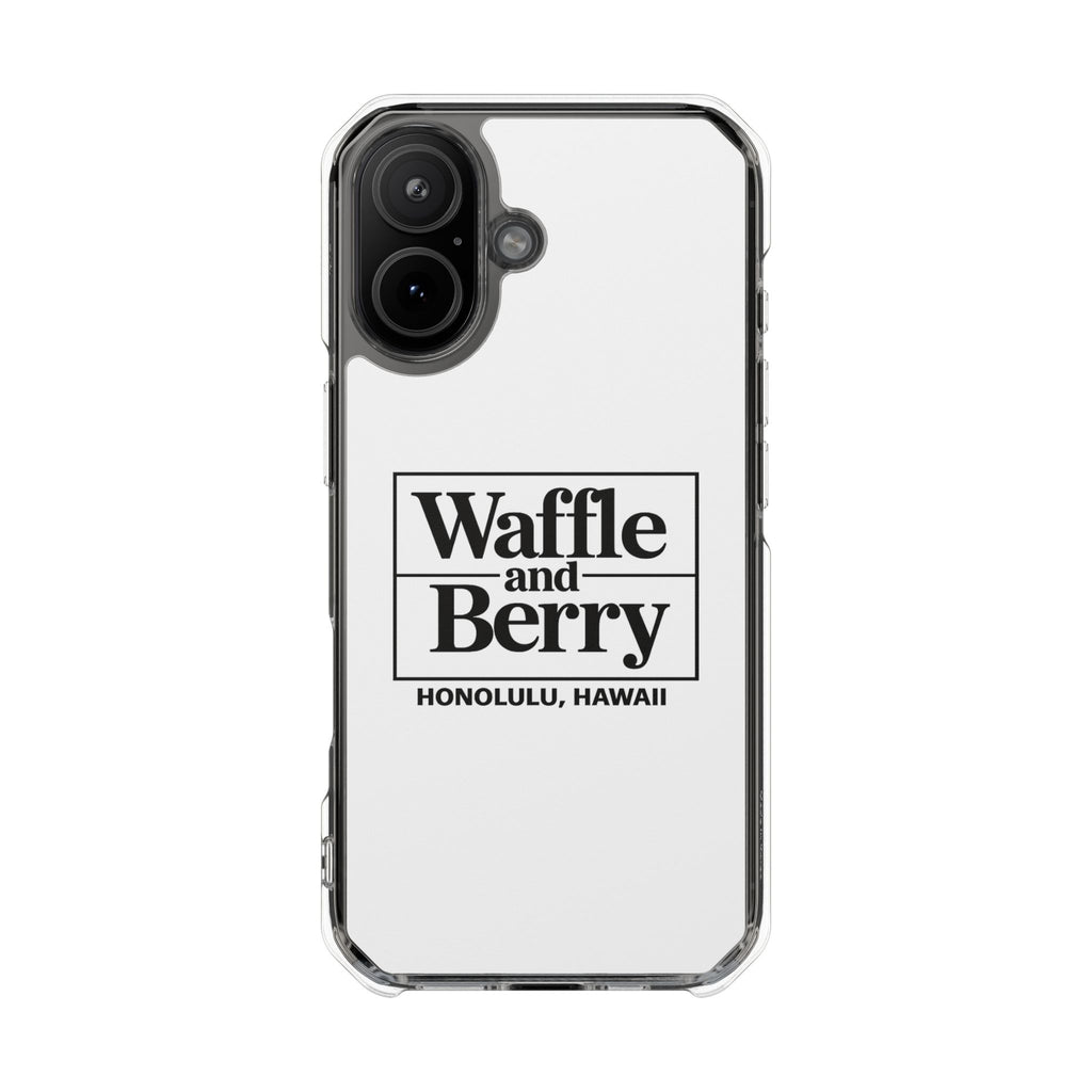 Original Waffle and Berry Clear Magnetic Phone Case — Bright Rainbow Swirl Design (Waffle and Berry text)